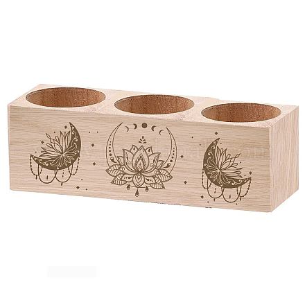 CREATCABIN Wooden Tealight Candle Holder Gift Lotus Sun Moon Set of 3 Candlestick Stand Memorial Candle Ornaments Table Decor for Loss of Loved Remembrance Gifts 6.5 x 5.5inch (without candles) DIY-WH0375-004-1