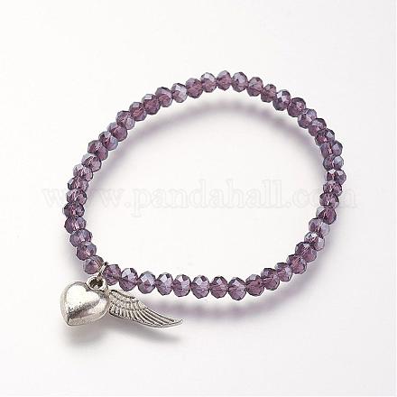 Faceted Abacus Glass Beads Stretch Bracelets BJEW-JB02719-02-1