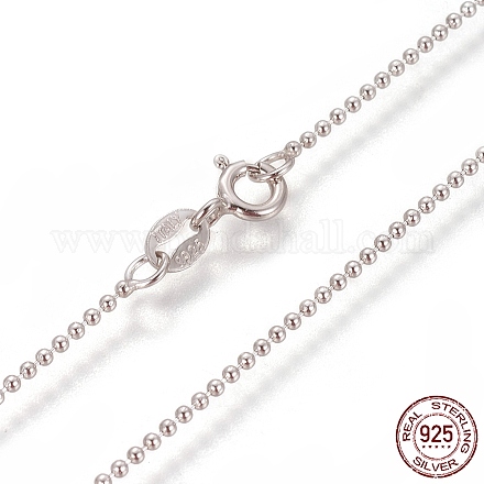 Collares de cadena de bolas de plata de ley 925 con baño de rodio STER-L059-14P-1