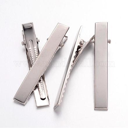 Platinum Plated Iron Flat Alligator Hair Clip Findings for DIY Hair Accessories Making X-IFIN-S286-57mm-1