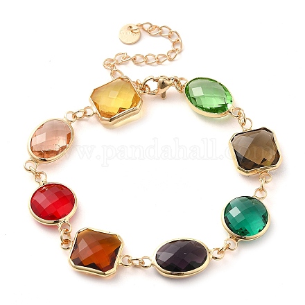 Bracelets de chaîne à maillons en verre coloré BJEW-B075-03-1