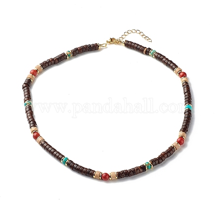 Ожерелье из бисера из кокоса и смешанных камней для девочек и женщин NJEW-JN03699-1