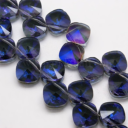 Half Plated Crystal Glass Beads Strands EGLA-F028-B02-1