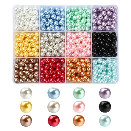 780 pz 12 colori perle di perle di vetro dipinte a forno HY-YW0001-03B-1