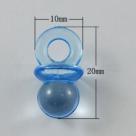 Colgantes de chupete de bebé de acrílico transparente de color azul dodger X-TACR-R16-5-1