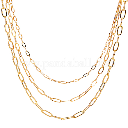 Chgcraft 45 фут 3 размера плоские овальные золотые латунные скрепки цепи для diy ожерелье браслет изготовление ювелирных изделий CHC-CA0001-01G-1