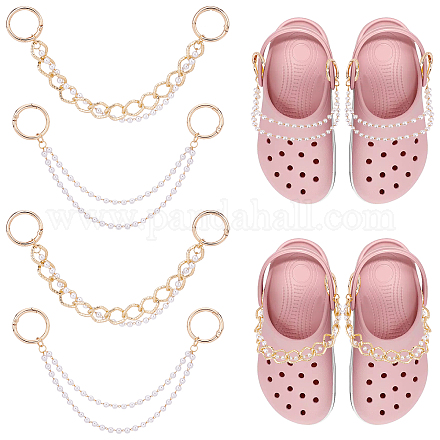 Pandahall elite 2set abs plástico perla con cuentas cadenas de amuletos de zapatos de doble hebra DIY-PH0007-07-1