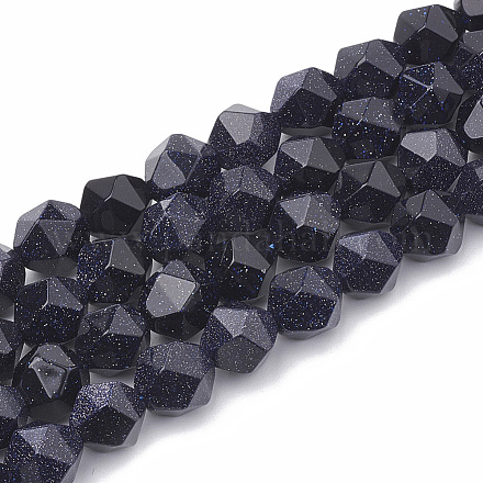 Chapelets de perles en pierre d'or bleue synthétique G-S332-8mm-003-1