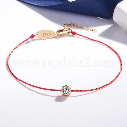 Bracelet en laiton avec perles rondes et plates en zircone cubique FIND-PW0024-13C-1