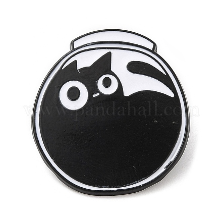 Broche esmaltado de aleación de gato negro con cuenco JEWB-E022-04EB-01-1