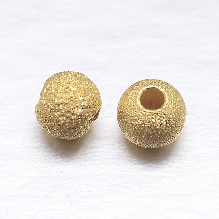 Véritables perles rondes plaquées or 18k 925 perles texturées en argent sterling STER-M101-01-4mm-1