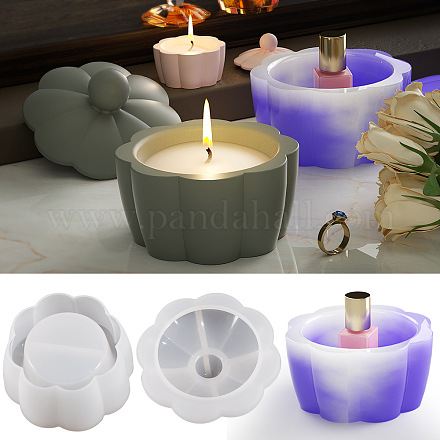 Stampi per tazze di candele in silicone fai da te con fiori DIY-P078-06-1