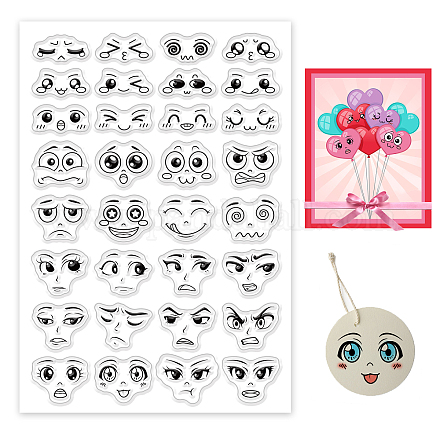 GLOBLELAND Cartoon Clear Stamps Happy Sad Angry Expression Silicone Clear Stamp Seals for Cards Making DIY Scrapbooking Photo Journal Album Decoration DIY-WH0167-56-977-1