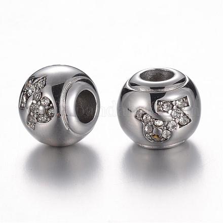Perlas europeas de rhinestone de 304 acero inoxidable STAS-F057-14G-1