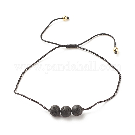 Bracelet cordon perles rondes pierre de lave naturelle BJEW-JB08014-01-1