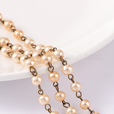 Handmade Glass Pearl Beads Chains AJEW-PH00489-07-1