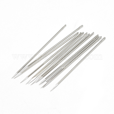 鉄のキャンバスレザー縫い針  プラチナ  40x0.76mm  穴：0.5x1.5mm IFIN-R232-08-P-1