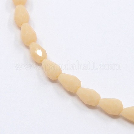 Opaque Solid Color Crystal Glass Faceted Teardrop Beads Strands GLAA-F022-A12-1