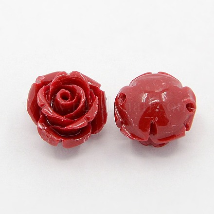 Synthetic Coral 3D Flower Rose Beads CORA-A006-20mm-002-1