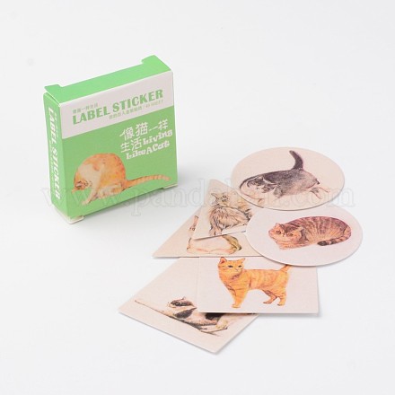 Modello del gatto di etichette di carta fai da te adesivi immagine paster AJEW-L058-41-1