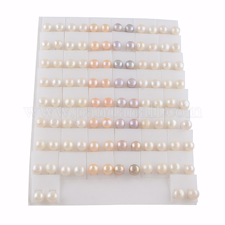 Orecchini di perla vite prigioniera della perla naturale EJEW-R133-05-1