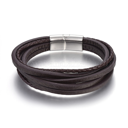Leather Cord Multi-Strand Bracelets BJEW-E352-38A-P-1