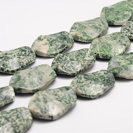 Brins de perles de jaspe tache verte naturelle G-K153-K02-1