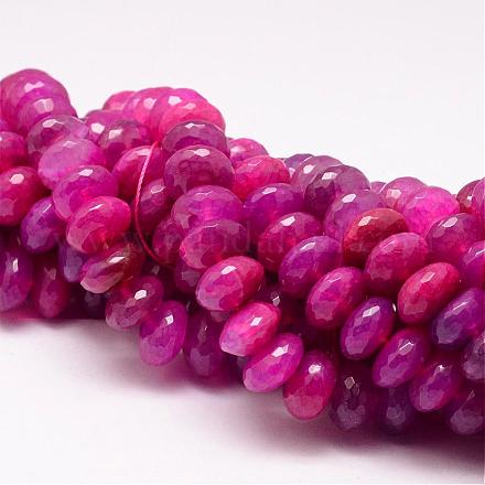 Faceted Natural Pink Agate Beads Strands G-K115-75-A-1