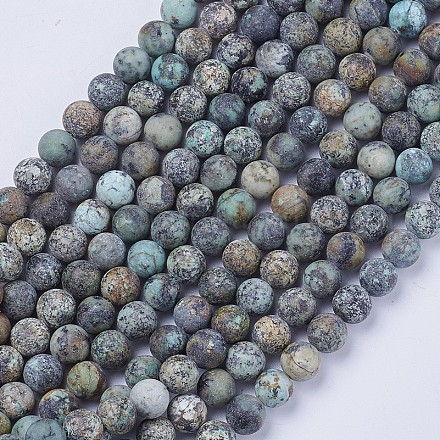 Brins de perles turquoises africaines naturelles (jaspe) G-D809-01-6mm-1