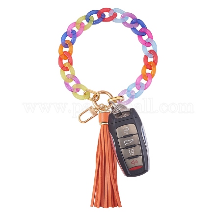 Porte-clés bracelet à maillons de chaîne HJEW-SW00014-07-1