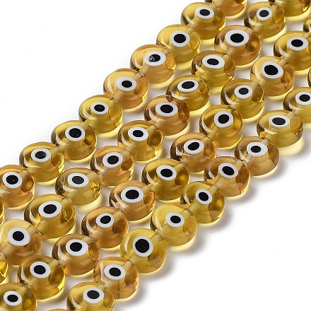 Chapelets de perles rondes de chalumeau manuelles de mauvais œil LAMP-L058-8mm-13-1