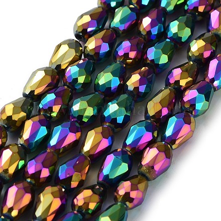 Chapelets de perles en verre électroplaqué EGLA-R045-12x8mm-03-1