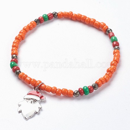 Glass Seed Beads Charm Bracelets BJEW-JB03691-04-1