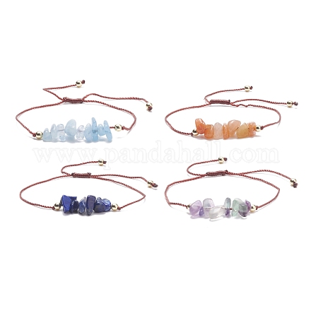 4 pièces 4 puces de style bracelets de perles mélangées naturelles serties de perles en laiton BJEW-JB07987-02-1