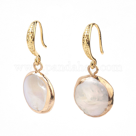 Orecchini pendenti con perle keshi con perle barocche naturali placcate EJEW-JE02788-1