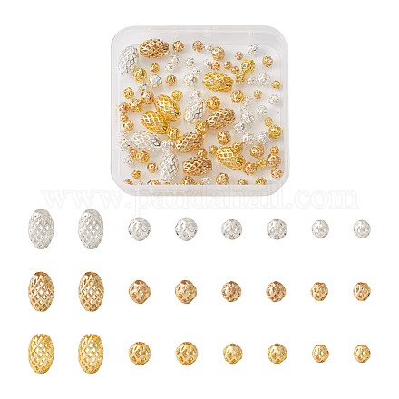 Kissitty 105 pièces 12 styles de perles creuses en laiton KK-KS0001-27-1