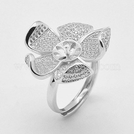 Adjustable 925 Sterling Silver Ring Components STER-K038-053P-1