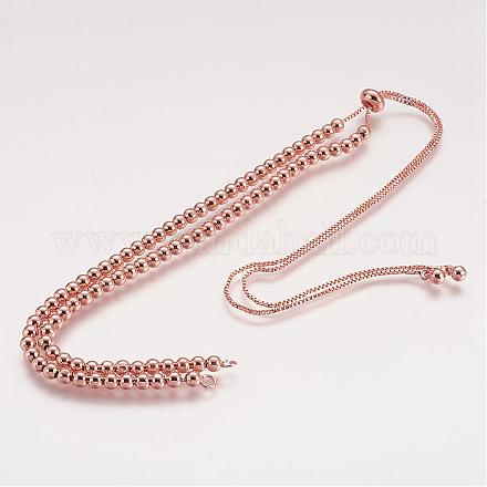 Brass Bead Chain Necklace Making NJEW-F151-01RG-1