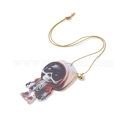 Gros pendentifs de style halloween en acrylique avec cloche en laiton et cordon en nylon SACR-O003-01B-1