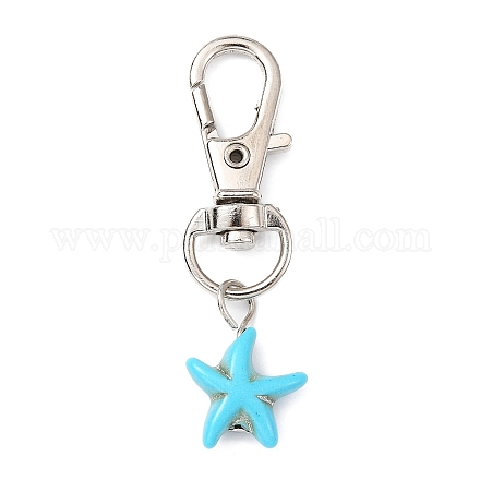 Synthetic Turquoise  Starfish Pendant Decorations HJEW-JM01580-01-1
