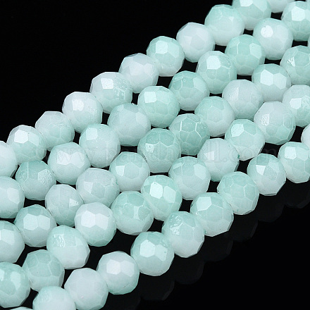 Two-Tone Imitation Jade Glass Beads Strands GLAA-T033-01A-04-1