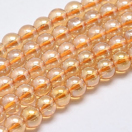 Imiter cristal autrichien verre de galvanoplastie chapelets de perles rondes GLAA-F030-6mm-A01-1