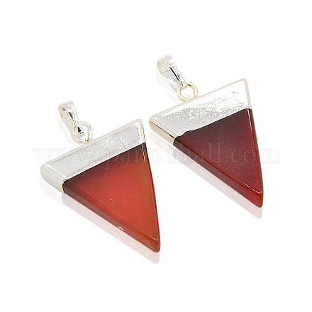 Natural Red Agate Triangle Pendants G-N0055-05-1