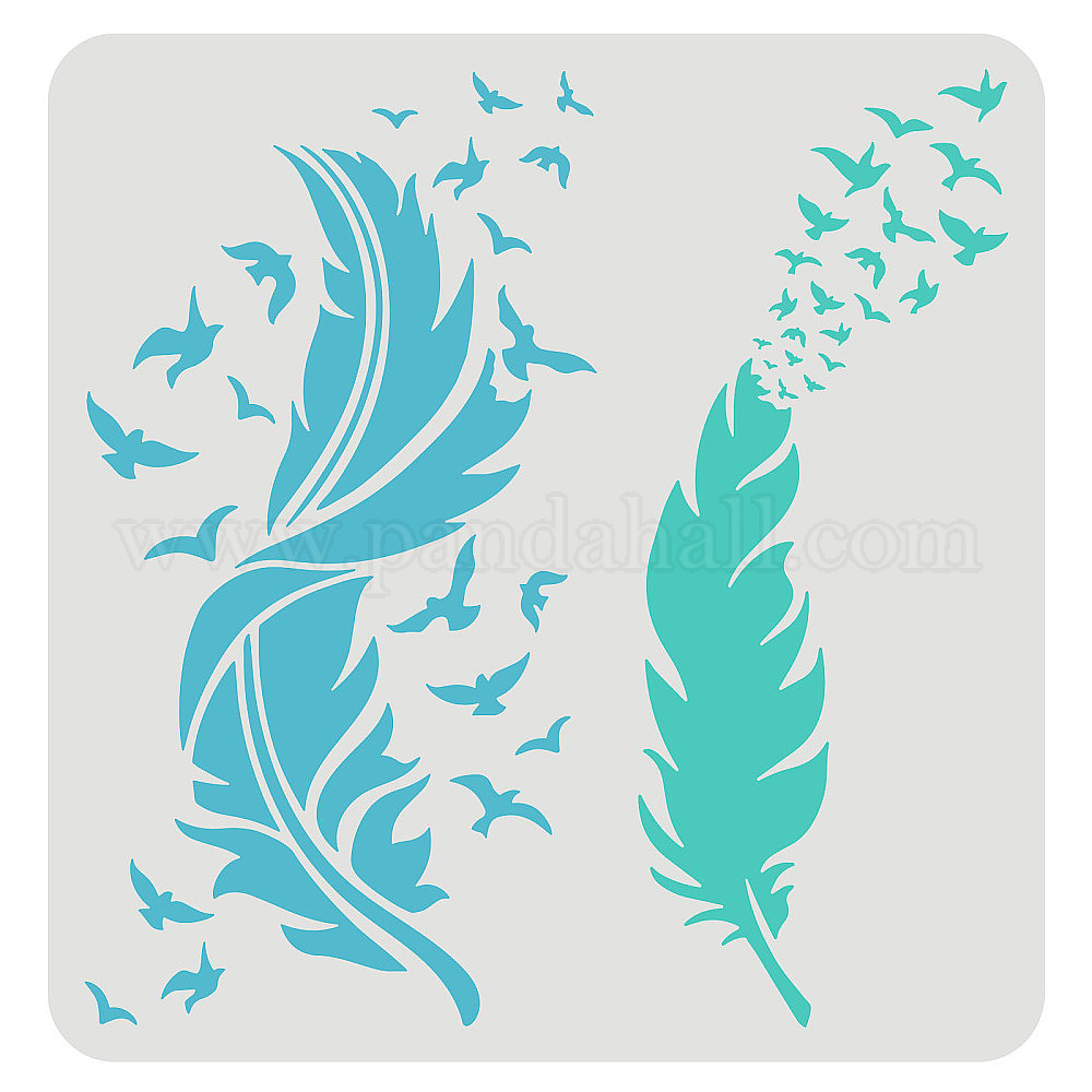 Shop FINGERINSPIRE Feather Stencils for Painting 30x30cm Beautiful