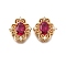 Brass Glass Beads, Rhombus, Deep Pink, 12x12x6mm, Hole: 1.8mm