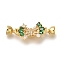 Brass Fold Over Clasps, Micro Pave Green Cubic Zirconia, Real 18K Gold Plated, 37mm