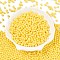 Opaque Baking Painted Glass Beads, Round, Yellow, 4~4.5x3.5~4mm, Hole: 0.9~1mm, about 4500pcs/pound