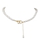 Brass Micro Pave Clear Cubic Zirconia Heart Pendant Necklace, with Shell Pearl Round Beaded, Golden, 16.22 inch(41.2cm)