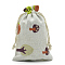 Linenette Drawstring Bags, Rectangle, Tree Pattern, 18x13cm
