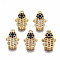 Brass Micro Pave Cubic Zirconia Charms, Nickel Free, Robot, Real 18K Gold Plated, 12x8x2.5mm, Hole: 1.2mm